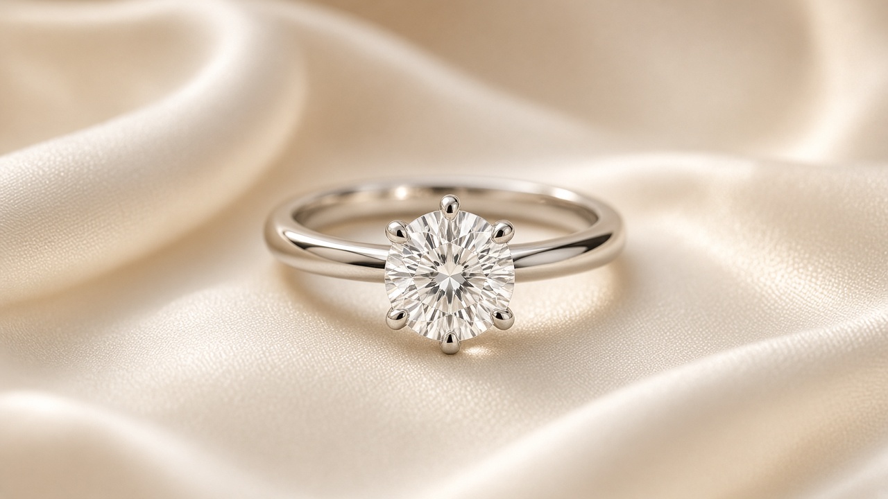 Solitaire ring on silk